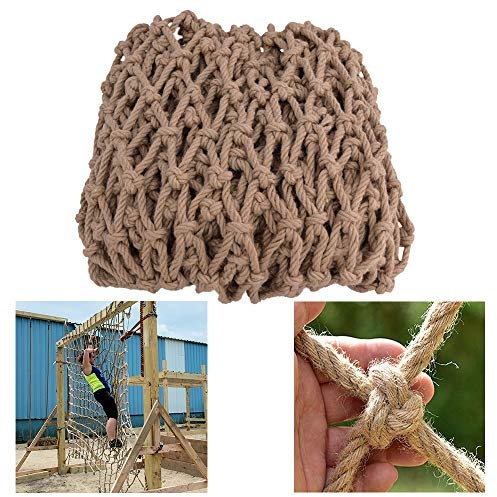 SSCYHT Kletterseilnetz, Kindersicherheitsnetz, Spielplatz Im Freien Kletterseilleiter Sicherheitsschaukel Kletternetz Für Kinder Kinder Hanfseilnetz Dia 12MM,20cm,3 * 3M(10 * 10ft)