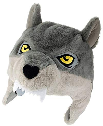 créations dani Helmüberzug Plüsch Wolf für Unisex-Erwachsene und Junior, Grau, Einheitsgröße, Maschinenwaschbar, Verschiedene Tiere erhältlich