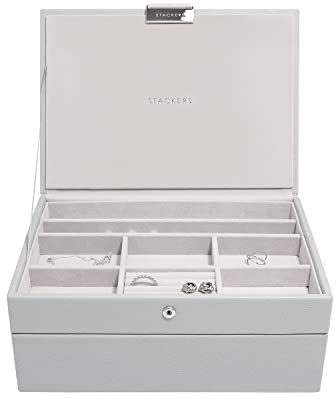 Stackers Pebble Grey Classic Jewellery Box, Set of 2