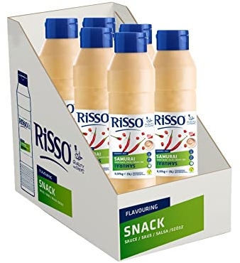 Risso - Samurai - Salsa Picante Formato 1 L x 6 - Contiene Guindilla y Pimentón - Producto Vegetariano Halal y Sin Gluten - Potencia el Sabor de tus Platos - Sabor y Textura Inmejorables