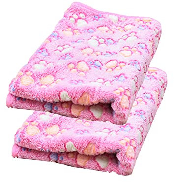 Hunde- und Katzendecke, weich, bequem, für Welpen, warm, waschbar, Hundekissen, Steppdecke, für große und kleine Haustiere, 104 x 76 cm, Rosa
