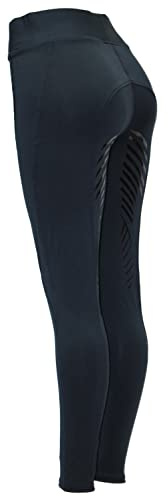 Ridtights ridning damer silikongrepp med telefonfickor ridning/gym/yoga leggings tights knäbyxor häst, Marinblått Xsp, 38W