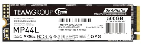 TEAMGROUP MP44L 500GB SLC Cache NVMe 1.4 PCIe Gen 4x4 M.2 2280 Laptop & Desktop SSD (R/W Geschwindigkeit bis zu 5.000/3.700MB/s) TM8FPK500G0C101