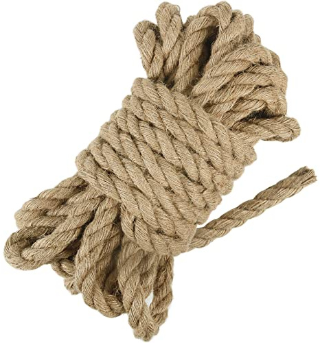18mm Jute Rope, 10M Thick and Strong Natural Jute Twine | for Gardening, Bundling, Camping, Decorating (Brown)