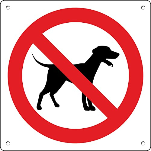 Pubblimania Prohibido el acceso a perros | Cartel de 20x20 cm de aluminio para exterior e interior, grosor de 3 mm (Prohibido el acceso a perros)