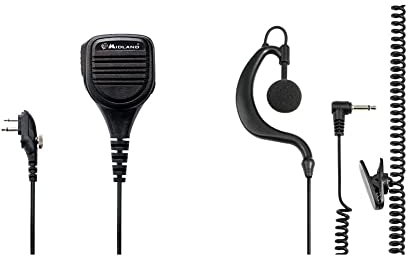 Midland C1129 Microfono Altoparlante & EP21 Auricolare, Jack 3,5mm, Nero