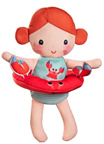 Lilliputiens - Poupée de bain Axelle avec bouée crabe - Jouet interactif pour le bain avec bouée amovible en forme de crabe - Stimule l’imagination - Séchage rapide - Idéal bain - dès 9 mois - 83425