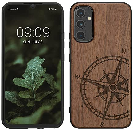 kwmobile Housse Compatible avec Samsung Galaxy A34 5G Coque - Étui de Protection Rigide Antichoc avec Cadre en TPU - Brun foncé