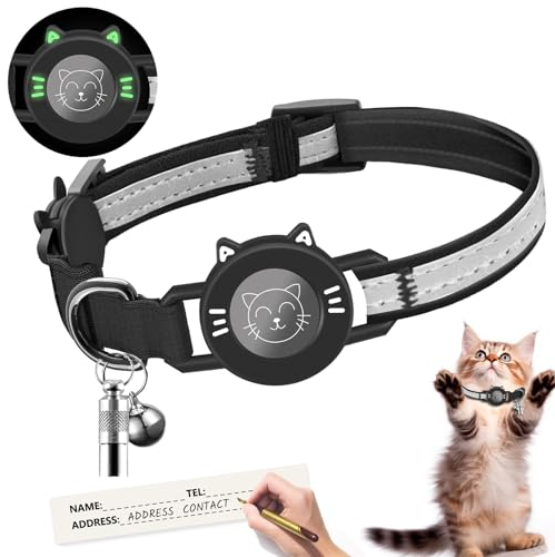 Airtag Katzenhalsband Gross Wasserdichter Halsbänder,Reflektierendes integriertes Halsband Katze mit Elastic Band,Katzenhalsband mit Sicherheitsverschluss Kompatibel mit Apple Airtag Kätzchen Welpen