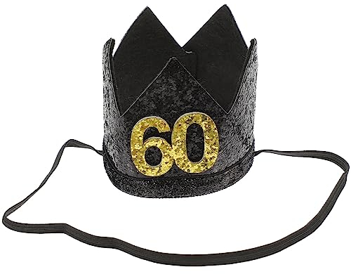 jojofuny 1 Stück Erwachsene Geburtstagskrone 60 Jahre Geburtstagshut Geburtstagsfeier Hut Stoff Partyhüte für Erwachsene Geburtstag Party Festivals Foto Requisiten Schwarz