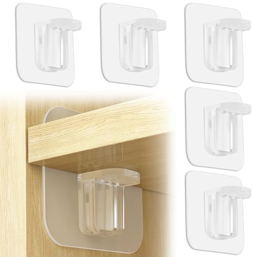 30 Pieces Adhesive Shelf Bracket, Punch Free Reinforced Design Shelf Support Pegs for Shelves Kitchen Cabinet Book Closet