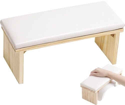 Sanfly Cojín De Reposo De Manicura De Madera De Madera para Herramienta De Manicura del Brazo Manicura Herramienta De Mano del Brazo Palma del Brazo Almohada De Cuero PU