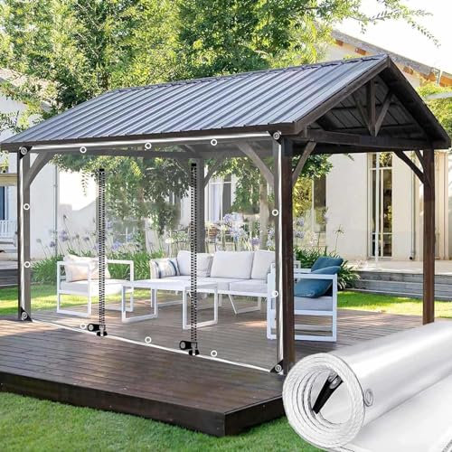 Outdoor Clear Tarp Curtains,Waterproof Transparent Pergola Gazebo Tarpaulin Side Panels,Partition Curtains With Zipper Door,Weatherproof Pvc Tarpaulin Cover With Grommets,L×H-1.2 * 2m(3.9 * 6.6ft)