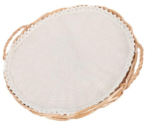 PRETYZOOM 1 Satz Backen Tablett Kosmetik-Make-up-Korb Obsttablett Küchenkorb Essenstablett Geflochtener Aufbewahrungskorb Vorratsbehälter Handbuch Brotkorb Lebensmittel Container Weide Holz
