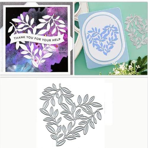 Fclily@JJ, Valentinstag-Blatt-Herz-Stanzformen aus Metall, Frühlingsblumen-Blatt-Stanzformen, Schnittschablonen für DIY-Einladungskarten, Scrapbooking, Alben, dekorative Prägepapier-Stanzformen, Karte