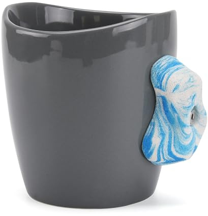 Climbergoods Rock Climbing Mug, Ceramic Mug with Climbing Training Handles, Climbing Hold Mug with Highly Realistic Climbing Grips, Blue and White Handle, M1-BW
