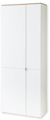 BARI Schuhschrank in Weiß, Artisan Eiche Optik FSC-zertifiziert - Moderner Garderobenschrank mit viel Stauraum für Ihre Schuhe - 78 x 202 x 38 cm (B/H/T) | 78 x 202 x 38 cm (B/H/T), 2 Türen, 8 Einlegeböden, Metallgriffe, viel Stauraum, FSC-zertifizierter Holzwerkstoff