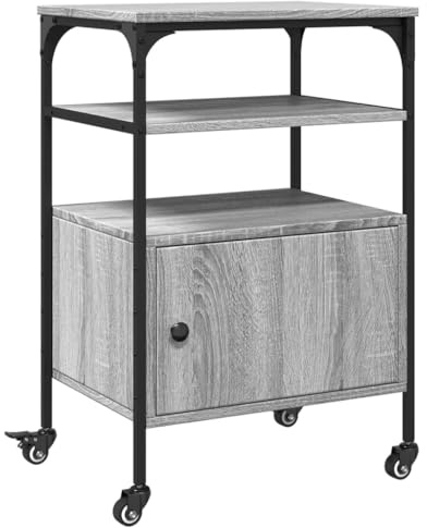 vidaXL Druckerständer 3 Ablagen Grau Sonoma 50x40x76 cm Holzwerkstoff