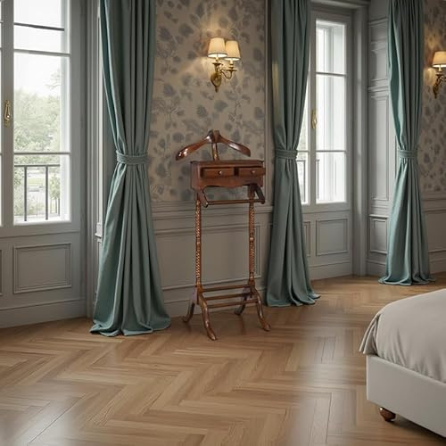 White Star Gentlemans Valet Stand - Solid Mahogany Wood- Chestnut Colour - Clothes Valet