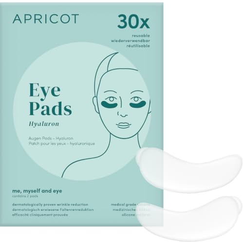 APRICOT Augenpads mit Hyaluron I bis zu 30x verwendbar I Anti-Aging Eye Pads Me,Myself and Eye I Mindert Augenfalten I Silikon Pads gegen Falten I Made in Germany