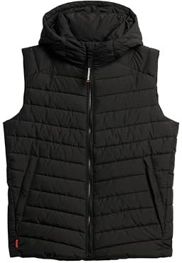 Superdry Herren Fuji Sport Steppweste mit Kapuze Schwarz XXXL