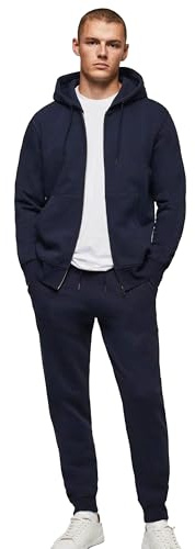 BRAND KRUZE Mens Tracksuit Set Long Sleeve Zip Up Hoodie and Casual Cotton Regular Fit Joggers Set KZMS140 TRACKSUIT NAVY S