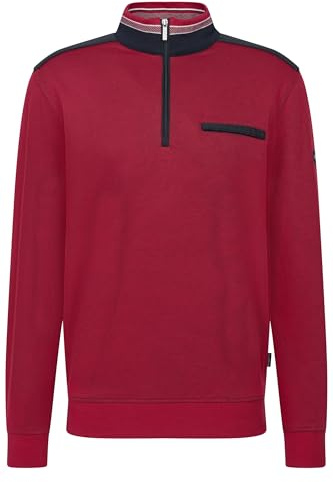bugatti herr sweatshirt troyer bröstficka bomull, 950-röd, L