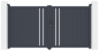 Casanoov Doppelflügeltor aus Aluminium 3m GIONA H.140cm grau
