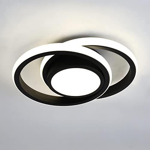 LED-taklampa 4000K Neutral Vit 24W Rund Taklampa Svart 2000LM Modern Design Halllampa Kökslampa för studio balkong källare garage trappgång Badrum Kök Ø30CM
