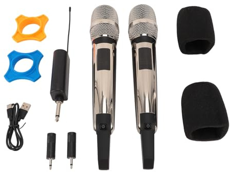 Microfoni Wireless, di Microfono Dinamico Cordless UHF con Portata di 328 Piedi, Microfono per Canto Wireless per Studi di Registrazione di Performance Sul Palco KTV