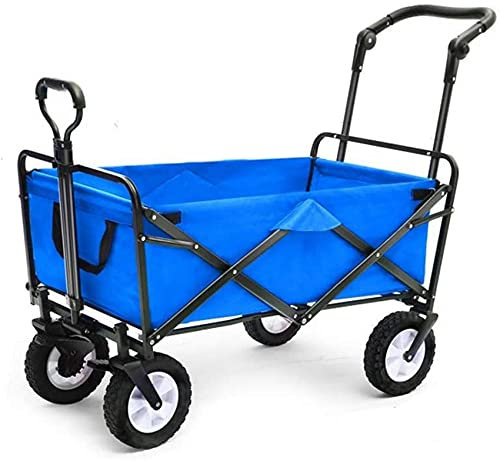 Outdoor-Gartenwagen mit vier Rädern und verstellbarem Griff, tragbar, kompakt, zusammenklappbar, für Gartenarbeit