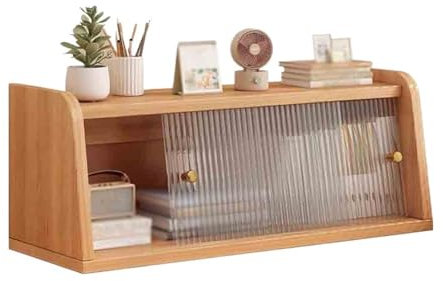 Büroschrank Trapezförmiges Kunstbrett-Desktop-Bücherregal mit Kunststoff-Schiebetür-Organizer-Präsentationsständer for die Aufbewahrung von Büchern auf dem Schreibtisch im Home-Office Modernes Büromöb