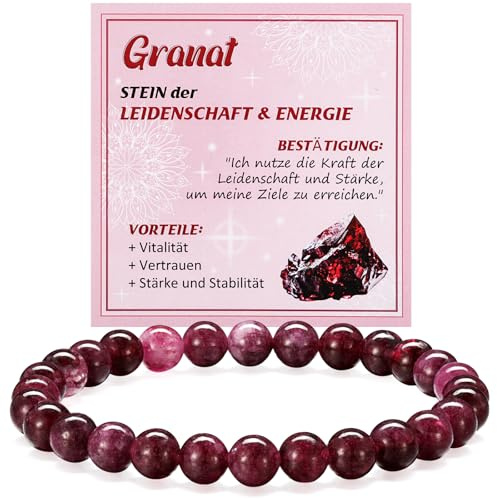 Jadive Edelstein Armband 6mm Perlen Armband für Frauen Halbedelstein Elastisches Armband für Damen mit Anleitungskarte und Geschenkbox Schmuck Yoga Glücksbringer Geschenk
