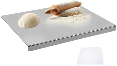 Cutting Boards, Large 304 Stainless Steel Cutting Chopping Board, 50 x 40cm Heavy Duty Dough Boards for Pastry Noodle Baking Meat Cheese Vegetable Fruit