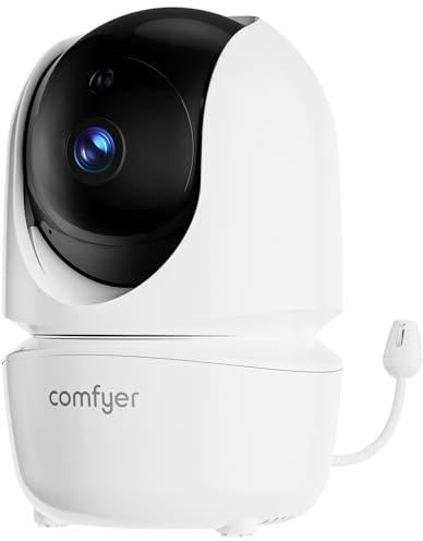 Comfyer Babyphone con fotocamera, funzione Vox portatile, sensore di temperatura, visione notturna, 2,4 GHz, telecamera di sorveglianza interna, citofono, ninna, lunga durata della batteria, 1080P