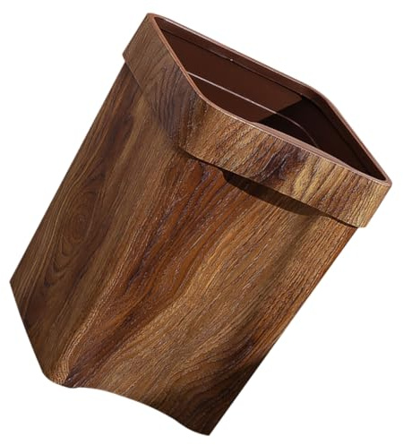 Cabilock Cubo De Basura Multifunción De 13 Litros Imitación De Madera, Plástico Resistente y Diseño Estable, Para Baño, Cocina y Oficina, Cesto Doméstico Compacto y Decorativo