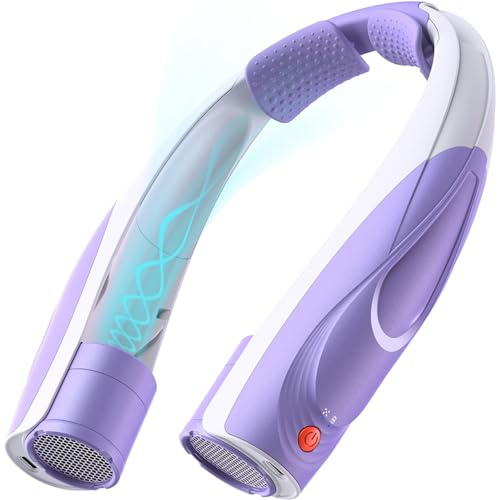 Ventilatore da collo, potente ventilatore portatile AI, 6 velocità, batteria a lunga durata da 6000 mAh, raffreddamento più veloce, ricaricabile USB-C, vivavoce, flusso d'aria a 360°, ventilatore