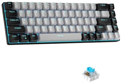 QPSJXN Compact 60 por ciento de Teclado de Teclado de Juegos mecánicos con luz de Fondo 68 para PC con Windows(Blue Switch)