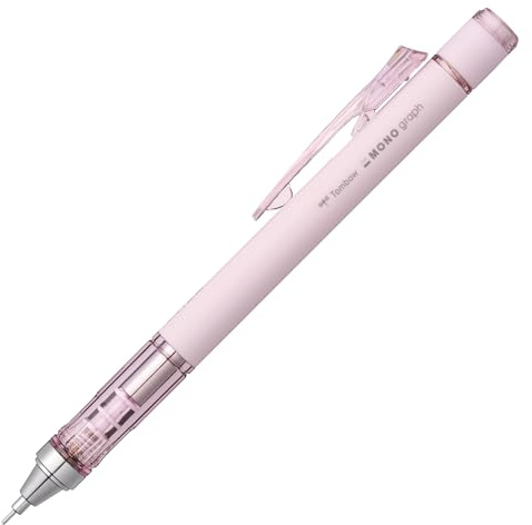 Tombow Druckbleistift MONO graph 05 matt pink, 0,5 mm Strichtstärke, HB, integrierter nachfüllbarer Radiergummi [SH-MG82]