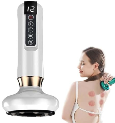 Glowfit Cellulite Massager, Cellulite-Massagegerät, 12 Gängen Schröpfgerät Elektrisch Gegen Cellulite, Verstellbares Handmassagegerät, Elektrisch Körper Massagegerät für Bauch Taille Arme Beine (Weiß)
