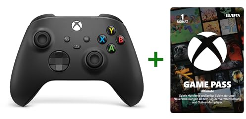 Xbox Wireless Controller - Carbon Black + Game Pass Ultimate | 1 Monat Mitgliedschaft