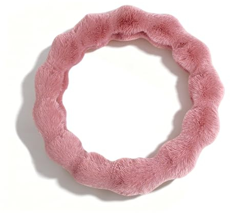 Pahajim Lenkradbezug Plüsch Lenkradhülle Winter Universal 36-39cm Fell Lenkrad Bezug Warm Lenkradschutz Lenkradabdeckung Lenkradschoner für Damen Herren (Rosa)