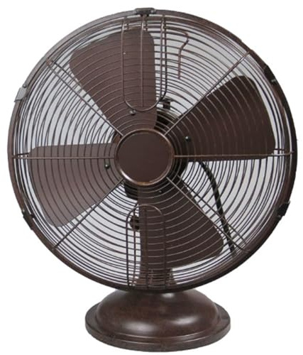 TYH Ventilatore da scrivania in Rame da 12, Ventilatore Vintage oscillante, con 3 impostazioni di velocità, inclinazione Regolabile, per casa, Ufficio o Camera da Letto
