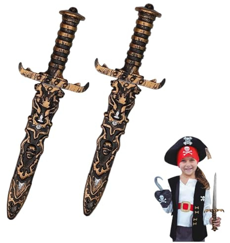 Générique 2 Pièces Dague de Pirate Toy Sword, Épée en Plastique, Faux Couteau Non Tranchant, Jouet Épée de Pirate pour Accessoires de Costume de Pirate Accessoires de Fête de Pirate