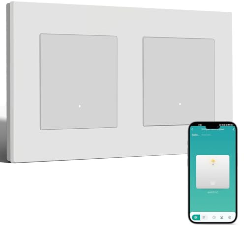 BSEED Smart Zigbee Interruptor 1 Gang 1 Vía Doble Compatible con Alexa y Google Home,Smart Interruptor Marco de PC con Función de Temporizador(Requiere Gateway Hub y Cable Neutro),Blanco