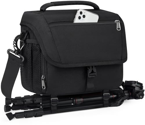 RAINSMORE Bolsa Camara Reflex fotografica con cámara Digital SLR DSLR Impermeable Funda cámaras Camera Bag Estuche Protector Ajustable con Porta Negro