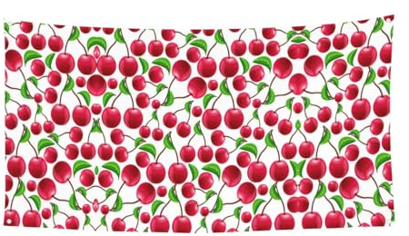 Cartel decorativo con estampado de cerezas rojas para interiores y exteriores, letrero decorativo con 4 ojales de metal, fabricante de ambiente festivo