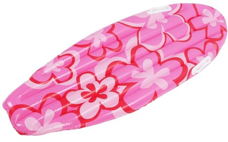BRRNOO Aufblasbares Surfbrett-Floß, PVC-Poolschwimmer, Leicht, Tragbar, Sommer-Rosa-Blumen-Design für Strandpartys, Pool--Events, 110 X 40 cm