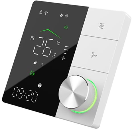 Lastdaytime Termostato inteligente programable WiFi para acondicionadores A-ir, controlador de temperatura de 3 velocidades con programación semanal y regulación precisa de ± 1 °C (blanco y negro)