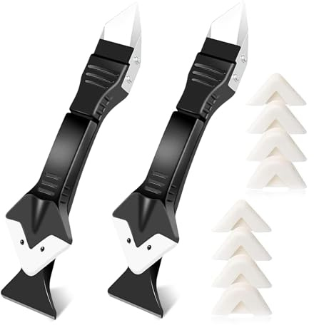 Set di 2 attrezzi per la rimozione del silicone, per utensili da bagno in silicone, set di attrezzi, ugelli intercambiabili Caulk, strumento di regolazione per finestre, per detergente curvo in